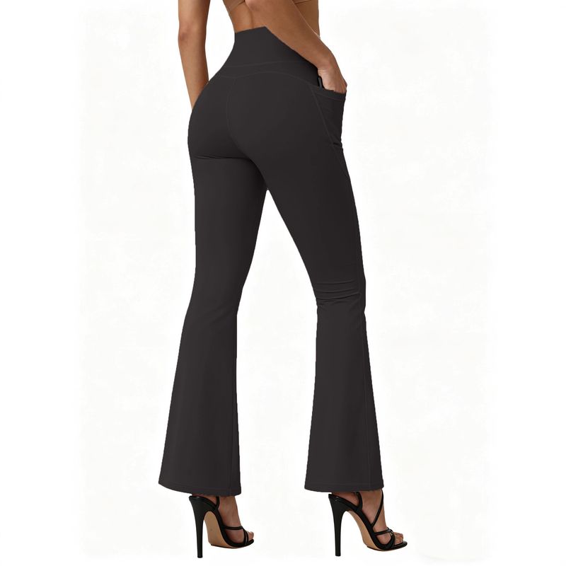 High Waist Yoga Flared With Pockets Running Pants For Women Hip Lift Plus Size_voghion.com