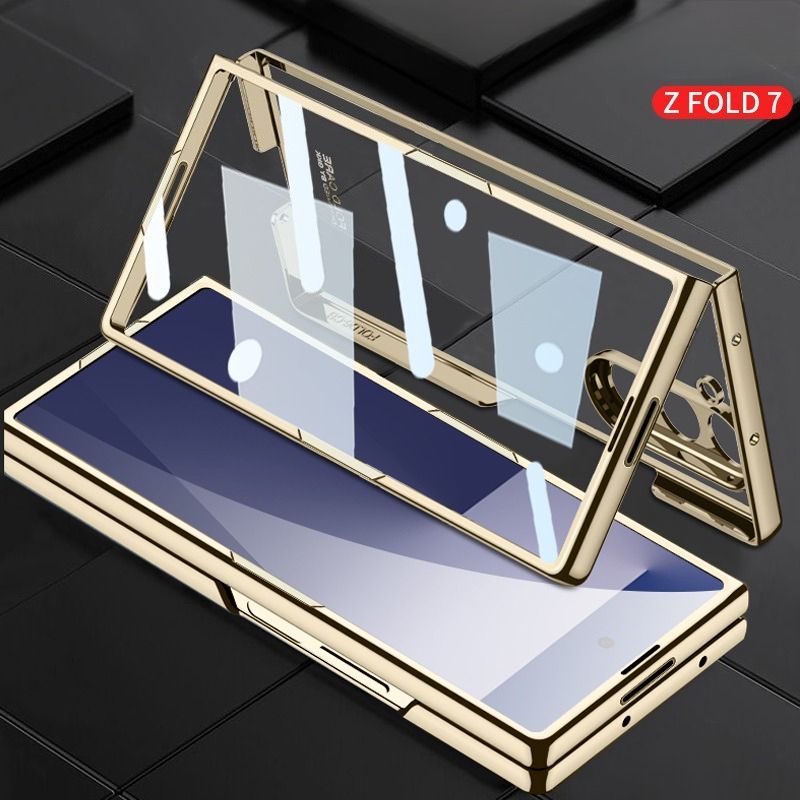 Electoplating Tanspaent With Shell Film Phone Case Fo Samsung Galaxy Z Fold 7 6 5G Fold7 Fold6 Hinge Potective_voghion.com