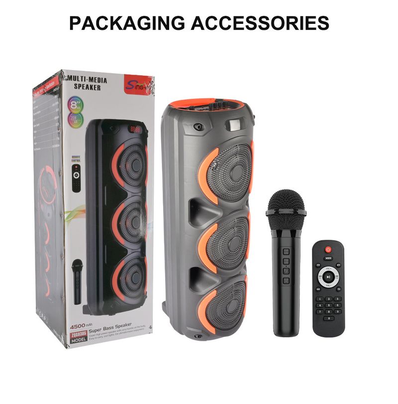 ZQS8305 Bluetooth reproduktor, tři 8palcové velké reproduktory, vysoce výkonný venkovní domácí karaoke systém s velkým stereo systémem_voghion.com