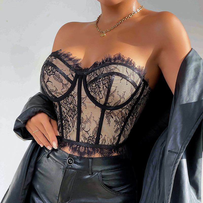Frauen weibliche straße hottie sexy stahl ring fishbone schlanke taille spitze rohr top kleine weste_voghion.com