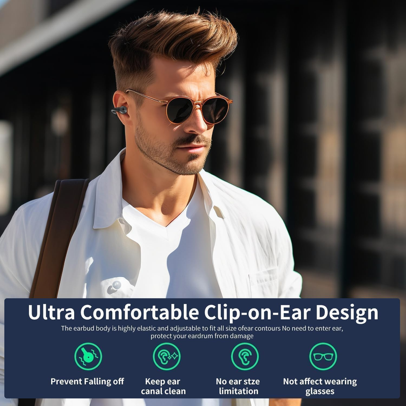 Open Ear Bone Conduction Headphones,Bluetooth 5.3 With LED Display Charging Case 60 Hours Playtime IPX7 Waterproof For Running Walking, Workout Grey_voghion.com