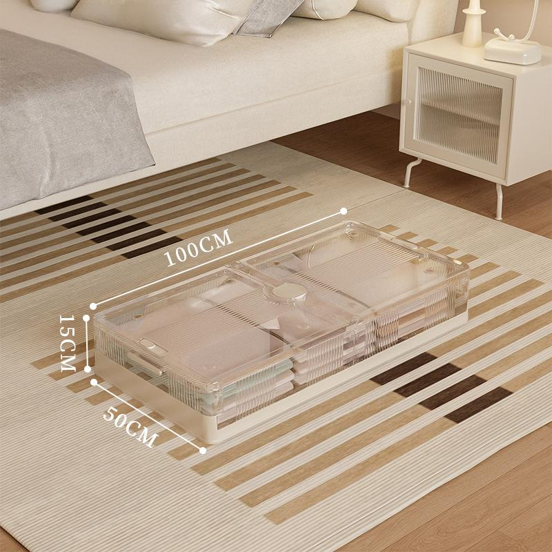 Extra große Unterbett-Aufbewahrungsbox mit Rädern, durchsichtiger, faltbarer Organizer aus Kunststoff für Kleidung, Spielzeug, Decken, staubdichter Rollbehälter_voghion.com