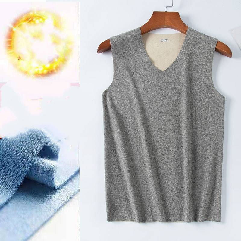Herren-Thermoweste, schmale Passform, zweifarbig, AB-Seite, nahtlos, mit Fleece gefüttert, Unterhemd, warme Winter-Basisschicht_voghion.com