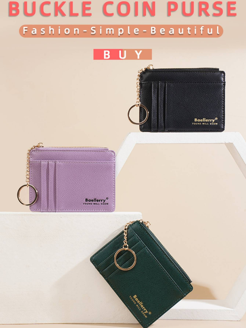 Cartera pequeña retro con cremallera para estudiantes, tarjetero ultrafino, tarjetero ultrafino_voghion.com