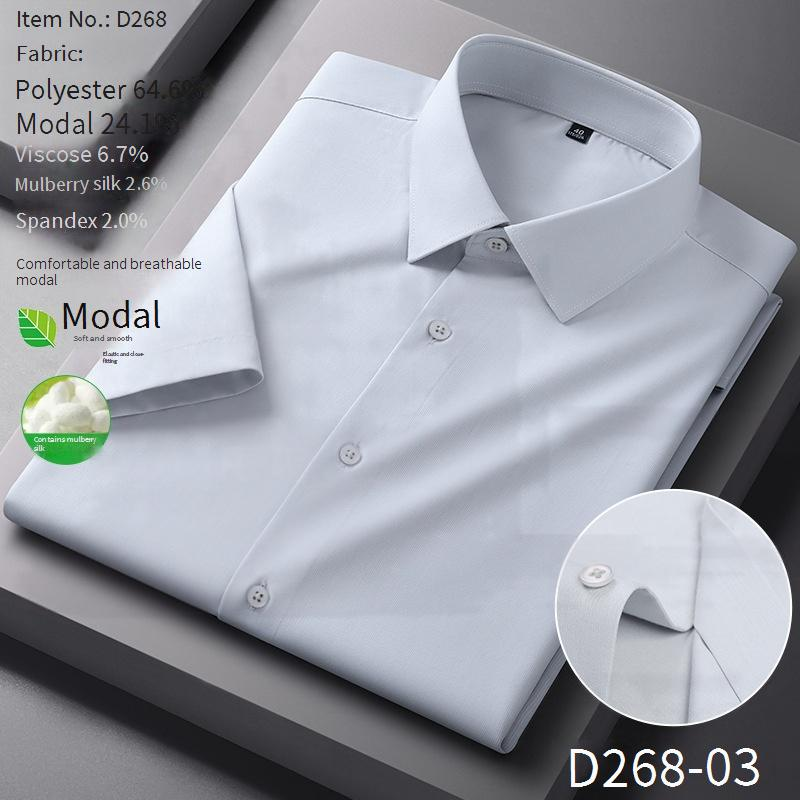 Breathable Modal Silk Short-Sleeve Shirt For Men – Wrinkle-Free & Comfortable Business Casual Wear (38-44)_voghion.com