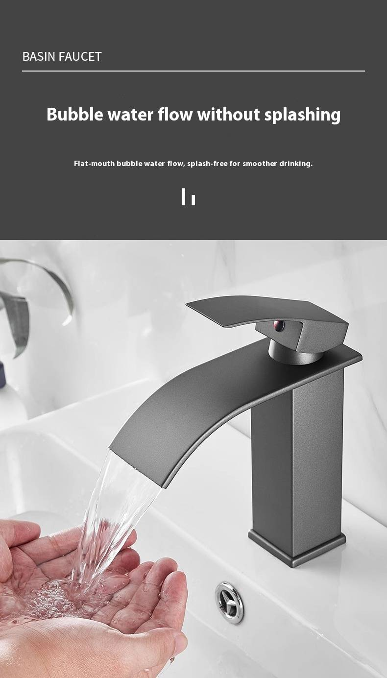 Waterfall Basin Faucet – Single Handle Mixer Tap For Bathroom Sink (CUP Certified, Ceramic Cartridge, Lead-Free Stainless Steel 360° Swivel Spout)_voghion.com