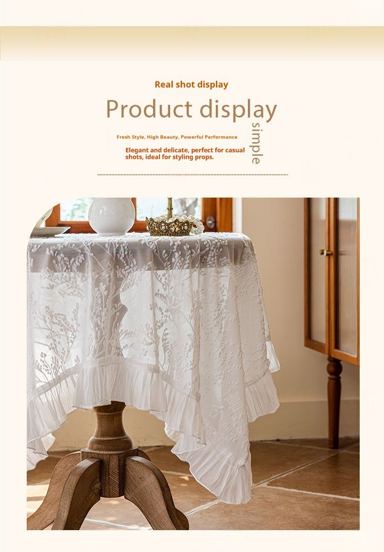 Tovaglia in pizzo francese – Copritavolo ricamato in poliestere per matrimoni, sala da pranzo e arredamento per la casa (90x90 cm/120x120 cm/140x140 cm/140x180 cm, bianco)_voghion.com