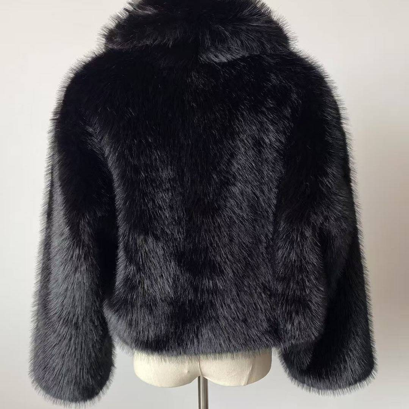 Kunstpelzjacke Damenmode Eleganter Kunstfuchspelzmantel Kurz Geschnitten Lässige Streetwear Mit Taschen (Mehrere Farben)_voghion.com
