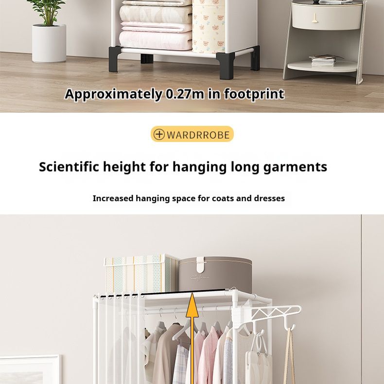Portable Wardrobe Closet With Dust Cover – Freestanding Closet Organizer With Shelves, Easy Assembly, Modern Design For Home & Dorm_voghion.com