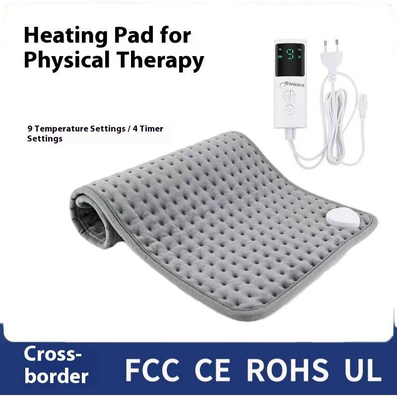Coussin chauffant électrique réglable à 9 niveaux – Couverture ultra-douce en velours cristal pour le dos, la taille et les jambes (76 x 152 cm, 110 V, 75 W, commande unique)_voghion.com