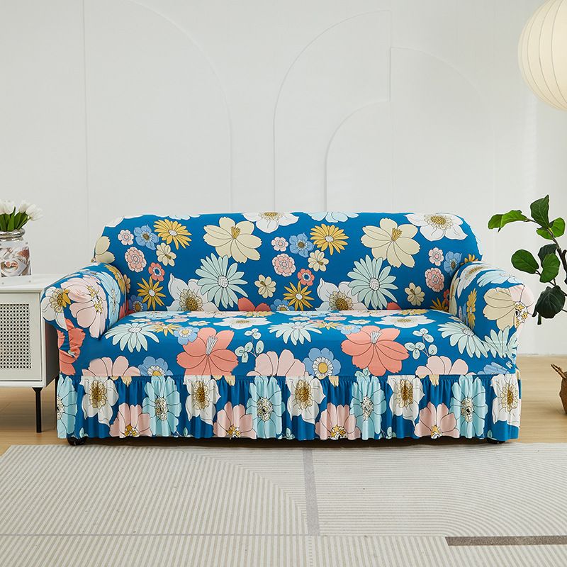 Copridivano elasticizzato con orlo a gonna - Vestibilità universale, design moderno, copridivano a copertura totale per tutte le stagioni_voghion.com