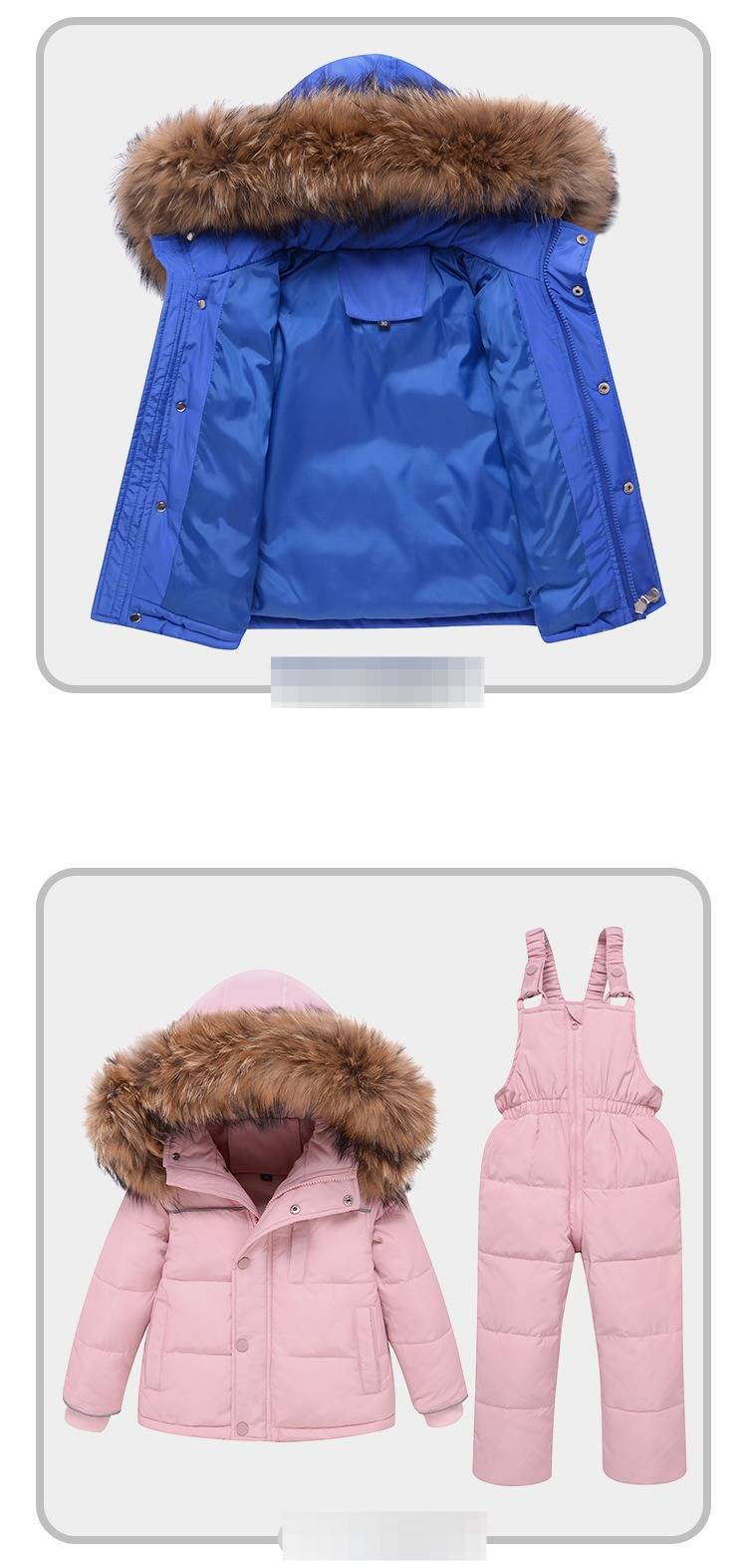 Premium-Wintermantel-Set für Kinder mit Waschbärpelzkapuze – warmer und stylischer Schneeanzug für Jungen und Mädchen (1–6 Jahre)_voghion.com
