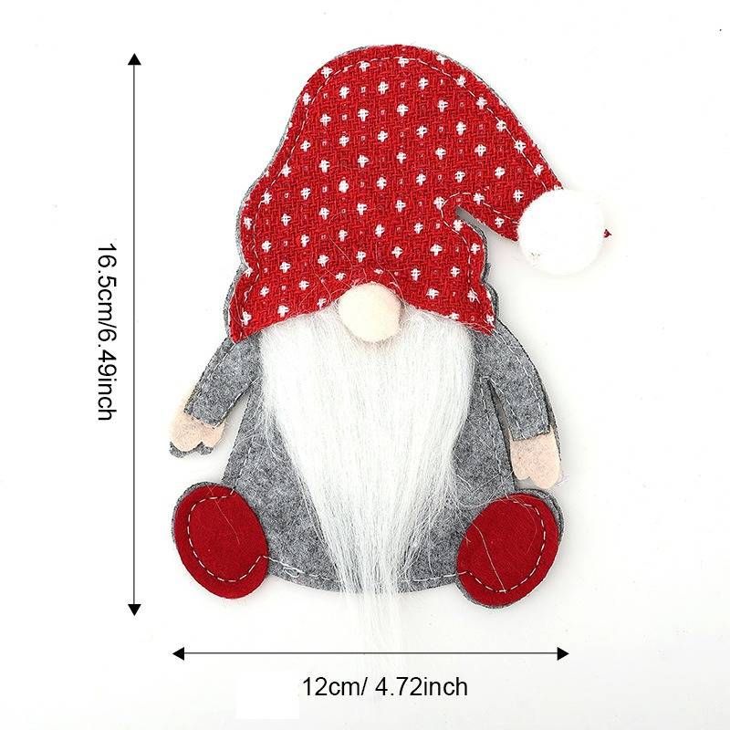 Service de table de Noël comprenant un porte-couverts Père Noël et un gnome, des ronds de serviette et une décoration pour les fêtes de Noël et la maison. Décoration de table festive pour les fêtes de Noël et la maison._voghion.com