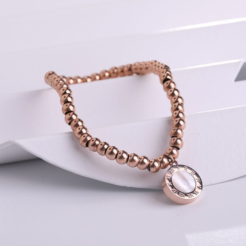 Elastisches Armband mit römischen Ziffern in Schwarz und Weiß, Roségold, Titanstahl, Schmuck, kreatives Damen-Accessoire_voghion.com