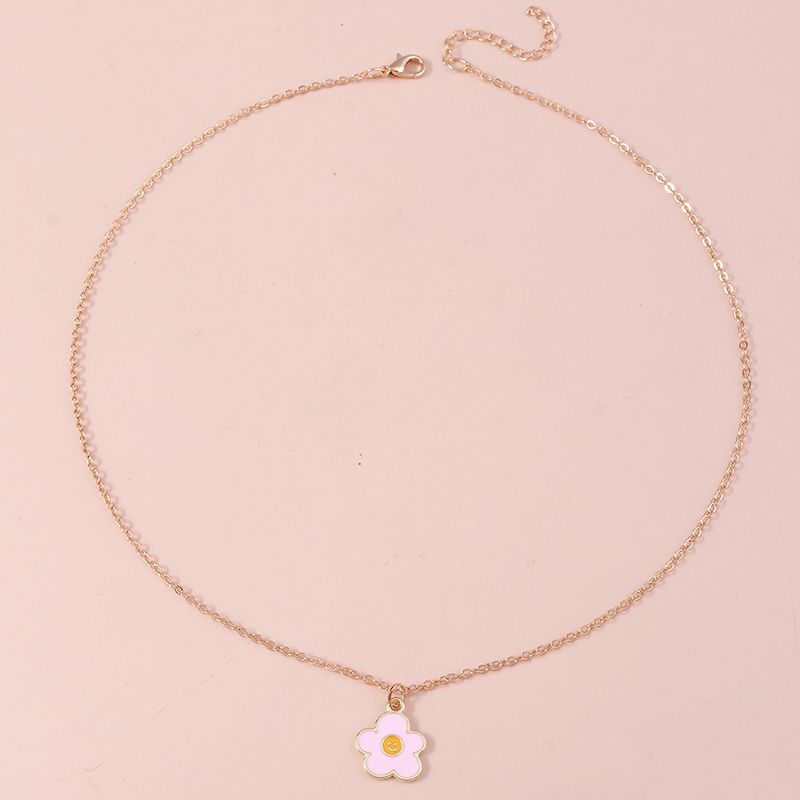1 pz. Collana con sorriso smaltato adorabile per donne, collane con ciondolo a forma di fiore colorato, orecchini, ragazze, bambini, regali di compleanno_voghion.com