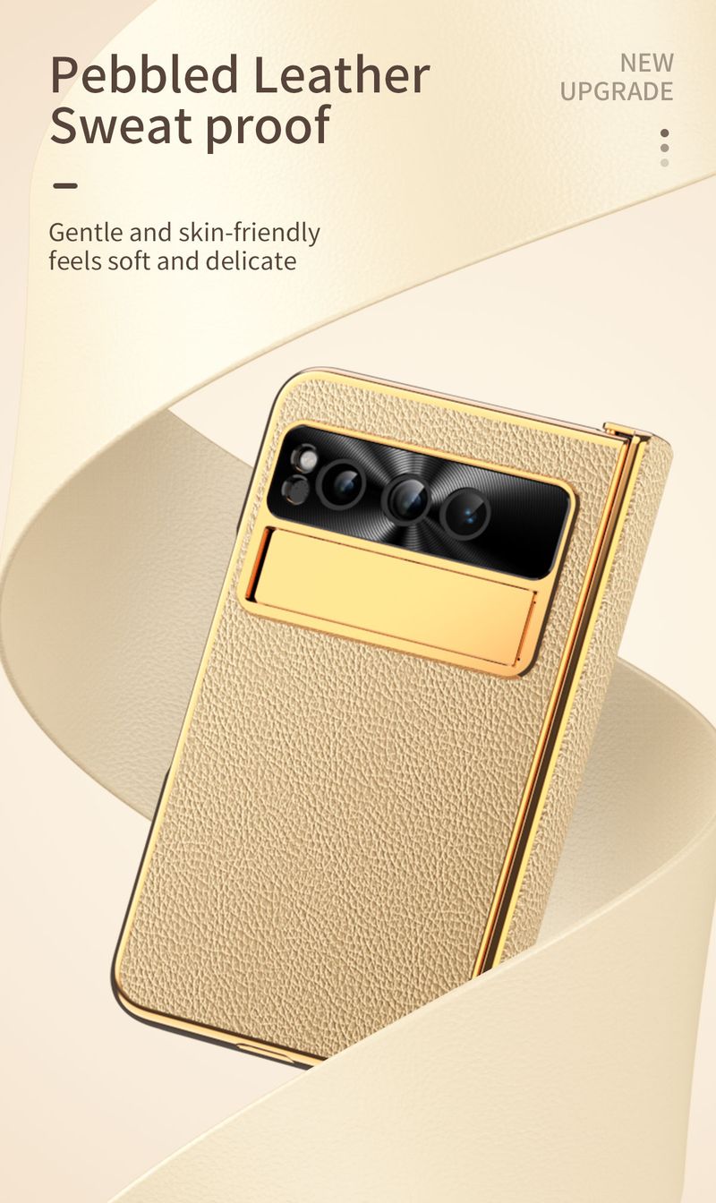 Google Pixel Fold luxus galvanizált bőr üzleti elegáns beépített képernyővédő fólia tartó állvány telefontok_voghion.com
