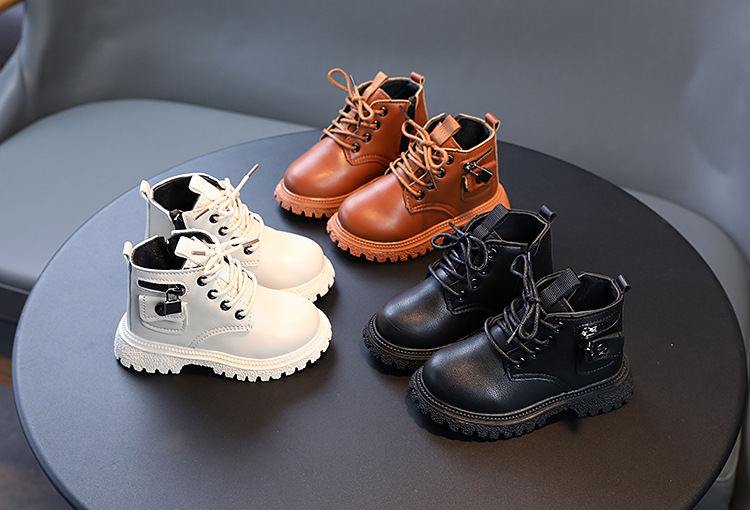 Scarpe per bambini Moda per ragazzi Doc Martens stivali singoli con suola morbida e cerniera laterale_voghion.com
