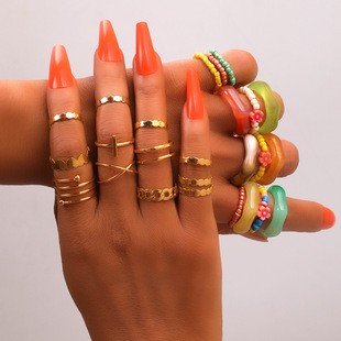 creative candy color Korean cute ring set personality women's resin ring_voghion.com
