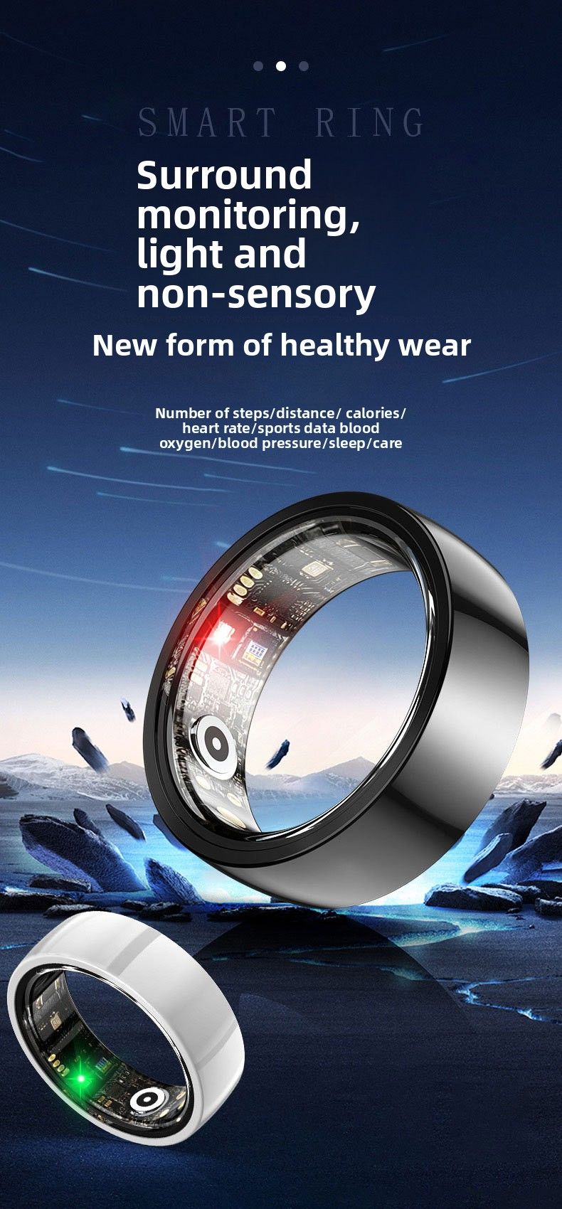Heart Rate Blood Oxygen Sleep Monitoring Step Counting Remote Care Smart Ring_voghion.com