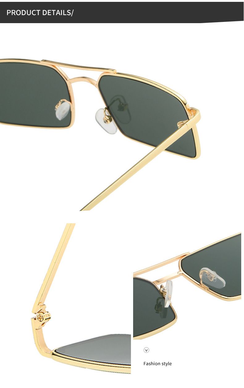 Dupla gerendás, négyzet alakú fém napszemüveg, divatos, minden egyezésű személyiségű napszemüveg férfiaknak és nőknek_voghion.com