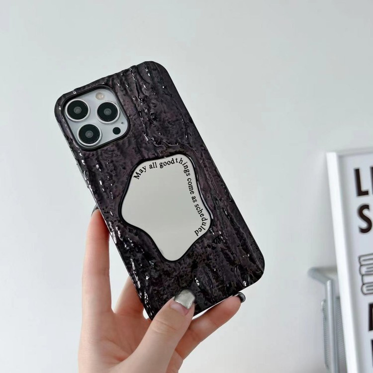 Mobile phone case for iPhone15 mobile phone case embossed rock pattern Internet celebrity mirror 14Promax Apple 13 protective cover new style_voghion.com