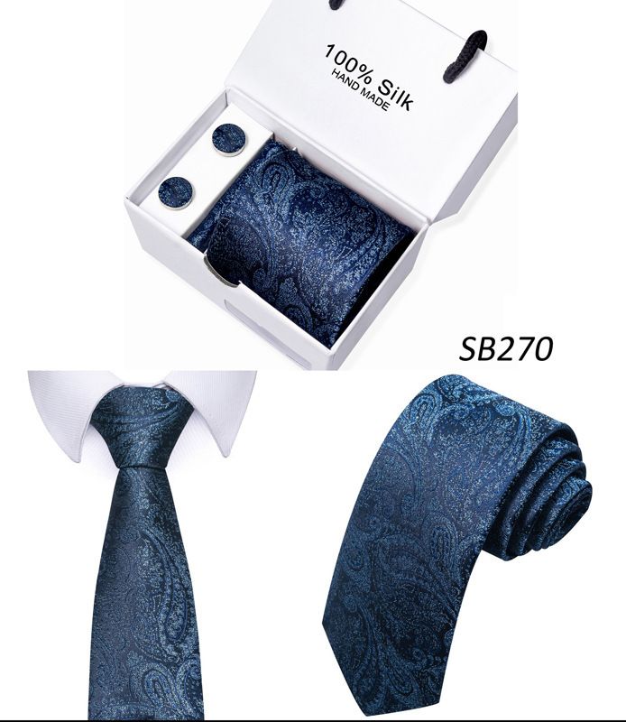 Men's Ties & Handkerchiefs scarf gift box striped plain suit shirt tie black gift box set_voghion.com