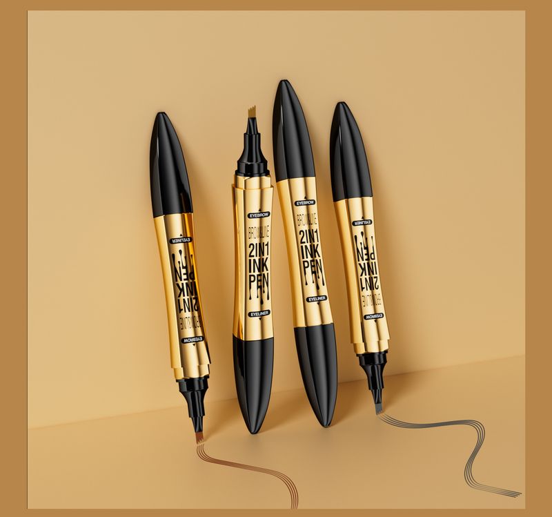 Matita per sopracciglia liquida a quattro punte Hellokiss a doppia testa + eyeliner Matita per sopracciglia impermeabile ad asciugatura rapida nuovo prodotto_voghion.com