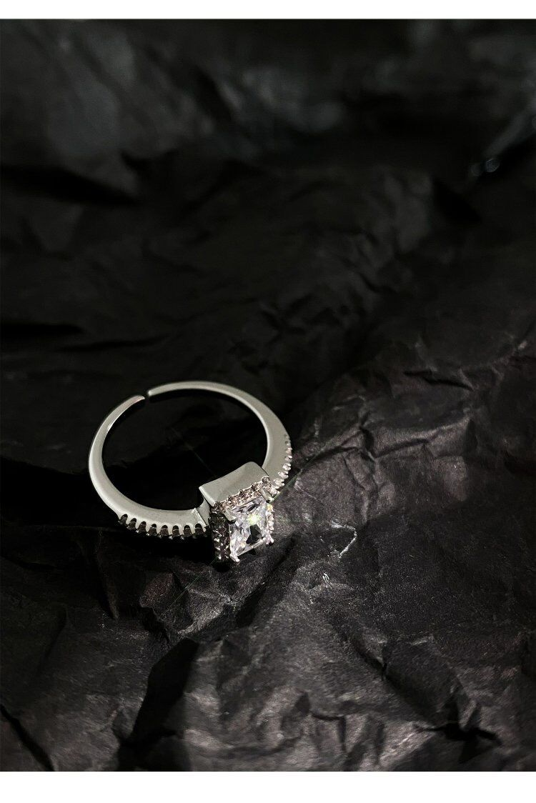 Sterling zilveren geometrische nisontwerpring in coole stijl diamanten gestapelde open ring, lichte luxe armband_voghion.com