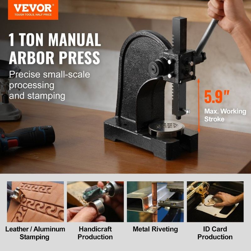 Pressa manuale Fo Altezza Massima Precisione Manuale 1 Tonnellata Ferro 5.9 Pressa per fusione Pressa per pressa Arbor Arbor Manuale Robusta Pressa per scrivania Arbor_voghion.com