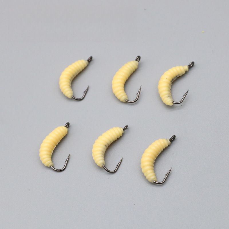 Lure With Hook Bread Worm 20mm 0.45g Bionic Hooked Maggot Soft Bait Set_voghion.com