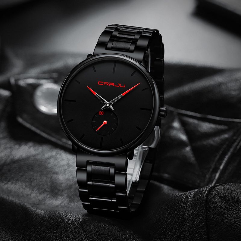 Men's Waterproof Stainless Steel Watch - Ultra-Thin Minimalist Design With Quartz Movement, Casual Dress Wristwatch For Everyday Wear_voghion.com