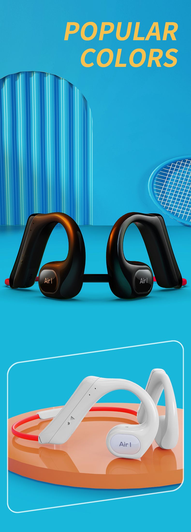 Wireless Air Conduction Headphones Blue Tooth V5.3 Open Ear Sports Earphones With Noise Cancellation Mic_voghion.com