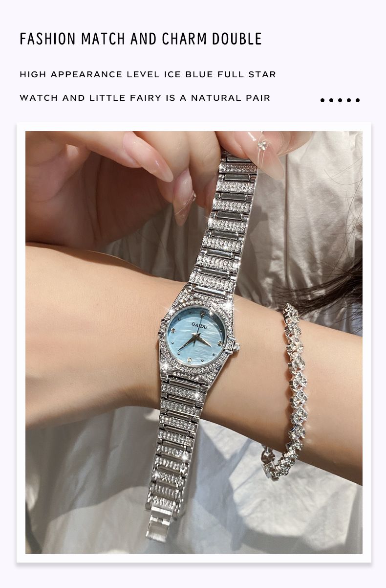 Elegant Women's Waterproof Quartz Watch With Mother-of-Pearl Dial & Diamond Accents - Ultra-Thin Stainless Steel Band High Value Watch Women_voghion.com