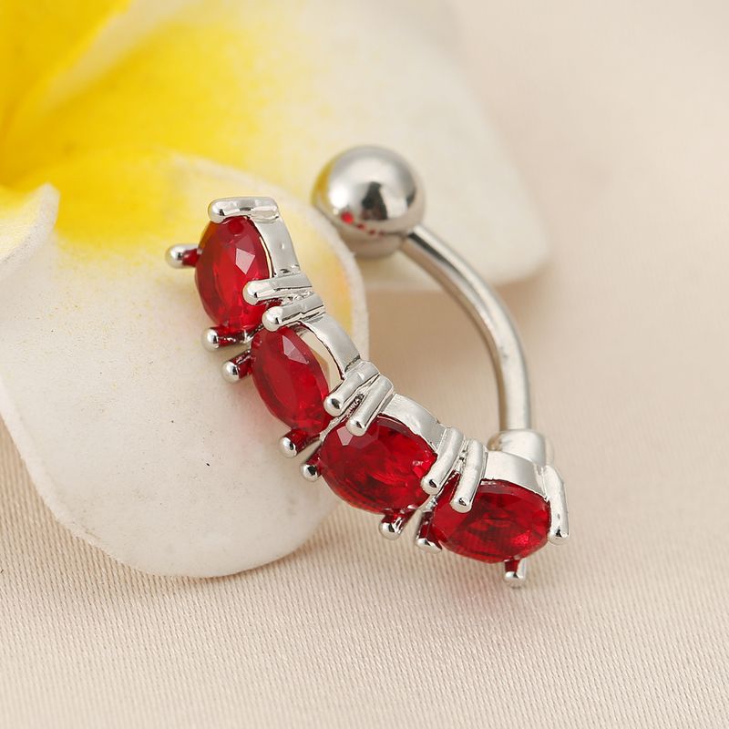 Piercing per ombelico a forma di C con diamante - Piercing per il corpo in stile europeo e americano, piercing ipoallergenico per donna_voghion.com