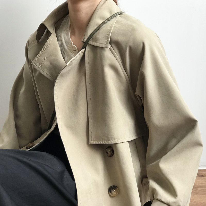 Women's Clothing spring new retro short windbreaker for small men female chic loose temperament coat 7962_voghion.com
