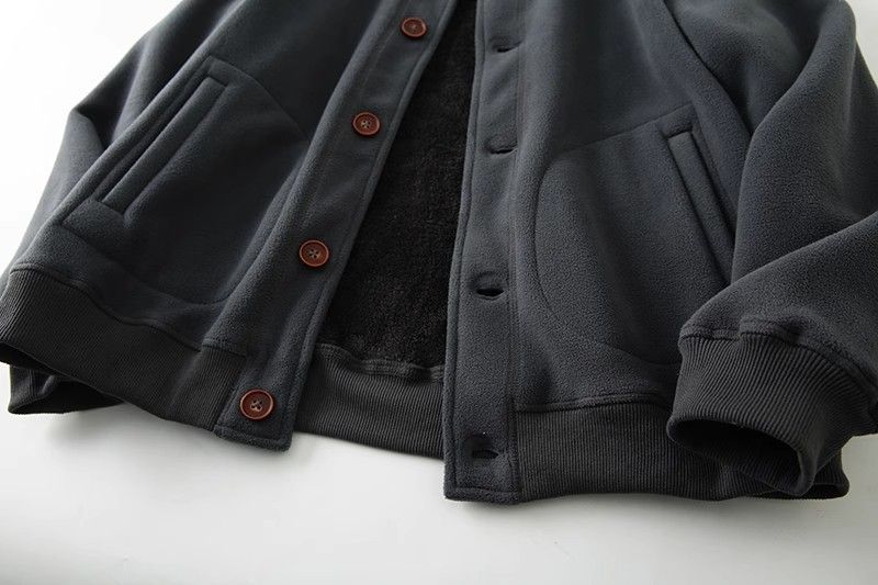 Nuova giacca da baseball in velluto spesso, felpa con cappuccio in pile Shake, cappotto da uomo, autunno e inverno doppio strato caldo spesso_voghion.com