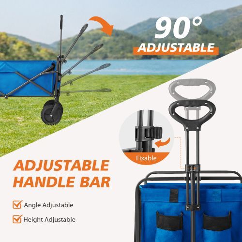 1pc Collapsible Foldable Wagon Cart, 330LBS Heavy Duty Utility Garden Cart With All-Terrain Wheels For Beach, Lawn, Sports, Camping, Black, 30"_voghion.com