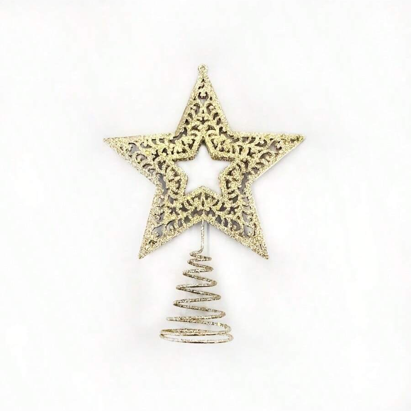 1pc Christmas tree top star pendant Christmas tree top pentagram iron decoration three-dimensional sequin star pendant_voghion.com