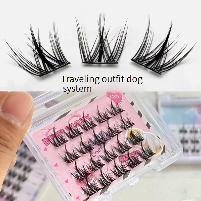 Sminke 10 rader med myke og søte falske øyevipper med hundeøye, stor kapasitet, tegneserie-søte fotogene øyevipper, lat stil, klønete fest_voghion.com