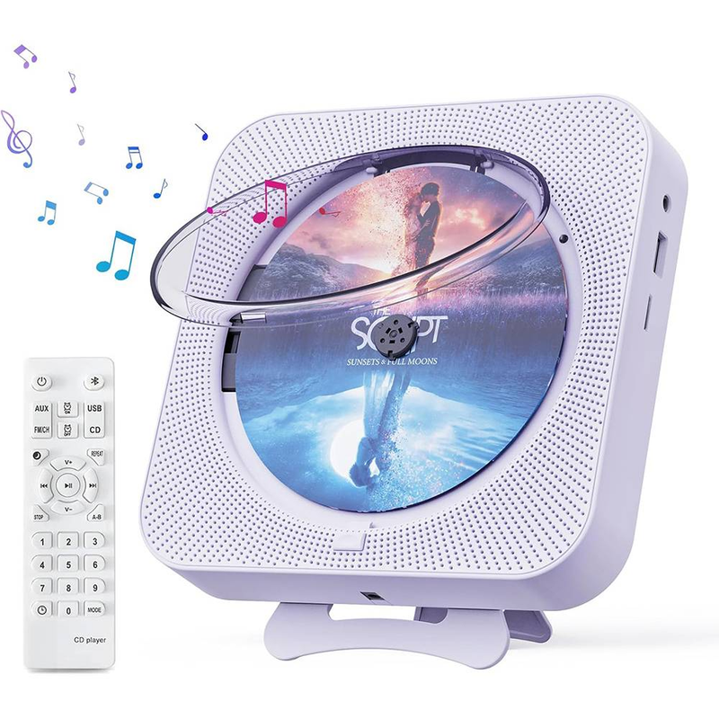 „Byteuni“ nešiojamas „Bluetooth“ namų CD muzikos grotuvas su nuotolinio valdymo pultu, laikmačiu, įmontuotais garsiakalbiais ir LED ekranu, FM radiju, „Boombox“ (neįkraunamas)_voghion.com