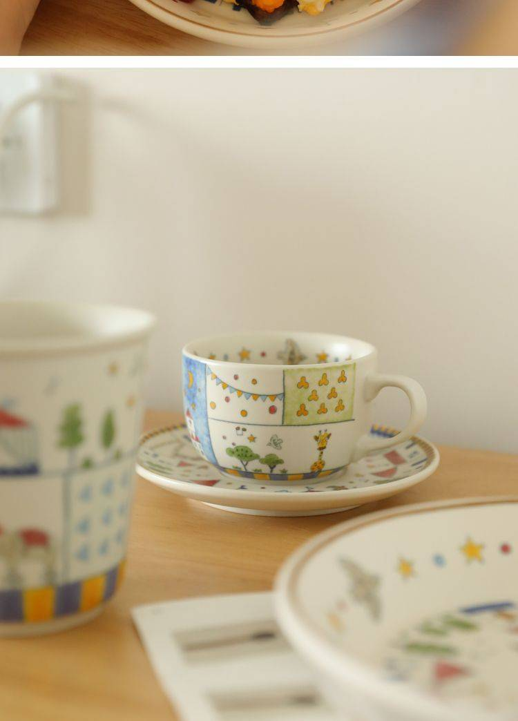 Cute Cartoon Circus Coffee Cup And Saucer Set_voghion.com