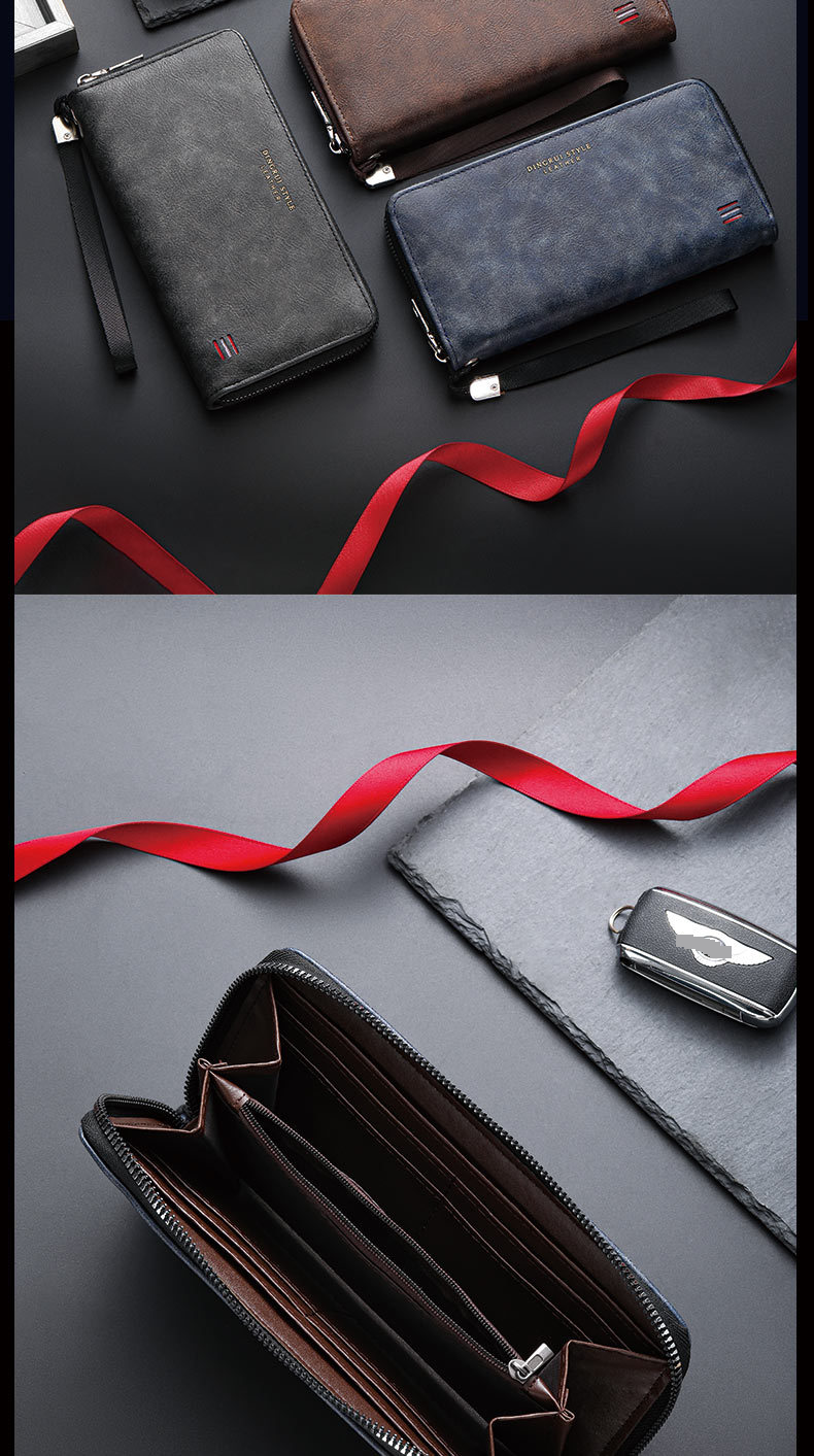 New Men's Wallet Casual Multi Card Slot Long Wallet Mobile Phone Coin Purse Large Capacity Clutch Bag_voghion.com
