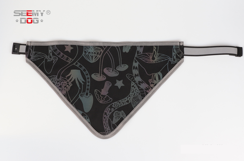 Pet Products Reflecterende sjaal voor huisdieren, hoge zichtbaarheid, verstelbare elastische halsband met drukknoopsluiting, regenboog reflecterende strepen, veilige zachte polyesterstof_voghion.com