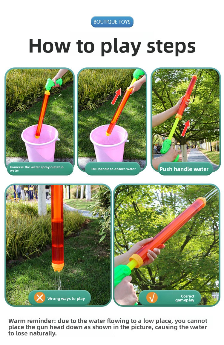 Pull & Spray Water Gun Toy - Lightweight Splash Blaster For Outdoor Fun, Pool, Beach & Backyard Games (Easy To Use, Random Color, BPA-Free Plastic)_voghion.com