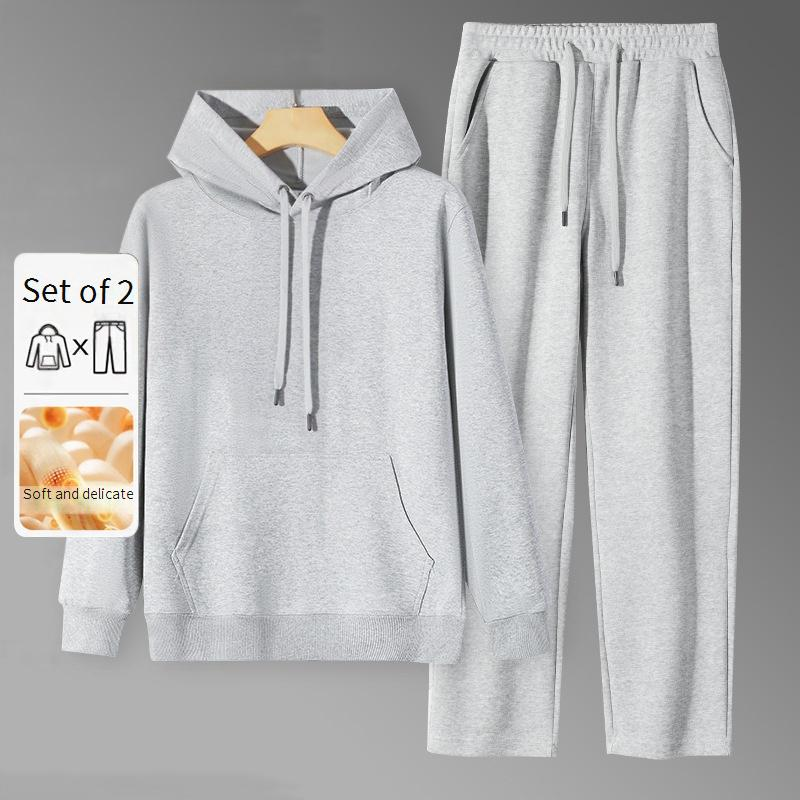 Completo unisex con felpa con cappuccio e pantaloni da jogging in misto cotone - Abbigliamento da casa rilassato di ispirazione giapponese per autunno e inverno_voghion.com