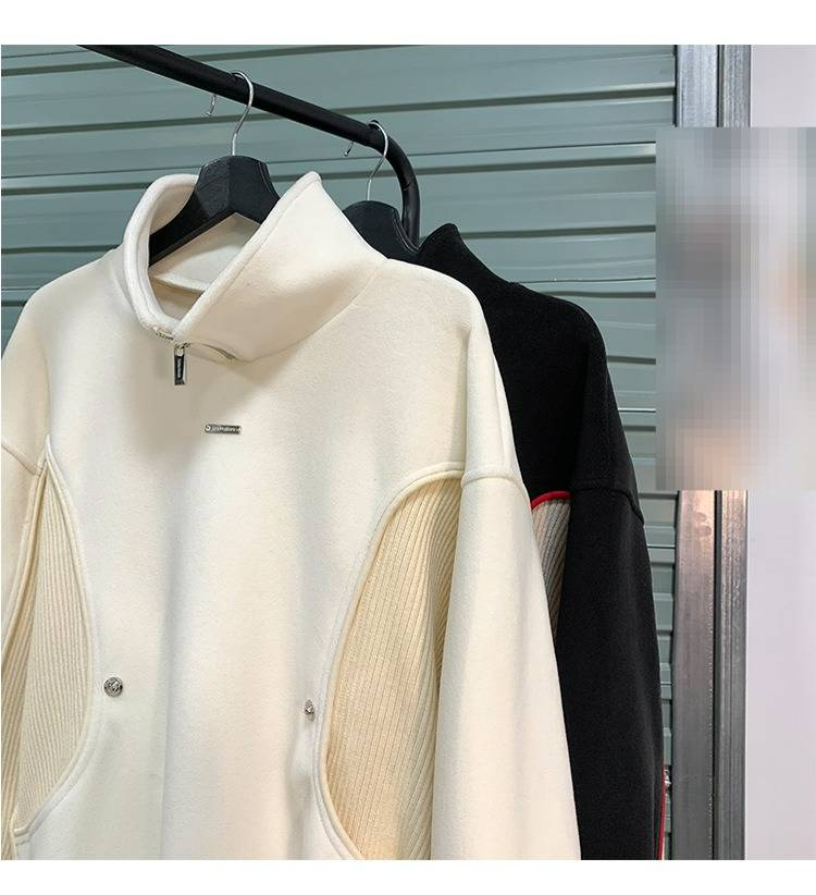 Unisex Hybrid Zip-Neck Sweatshirt – Streetwear Half-Zip Pullover With Contrast Stitching & Stand Collar (M-XXL, Anti-Wrinkle, Oversized Silhouette)_voghion.com