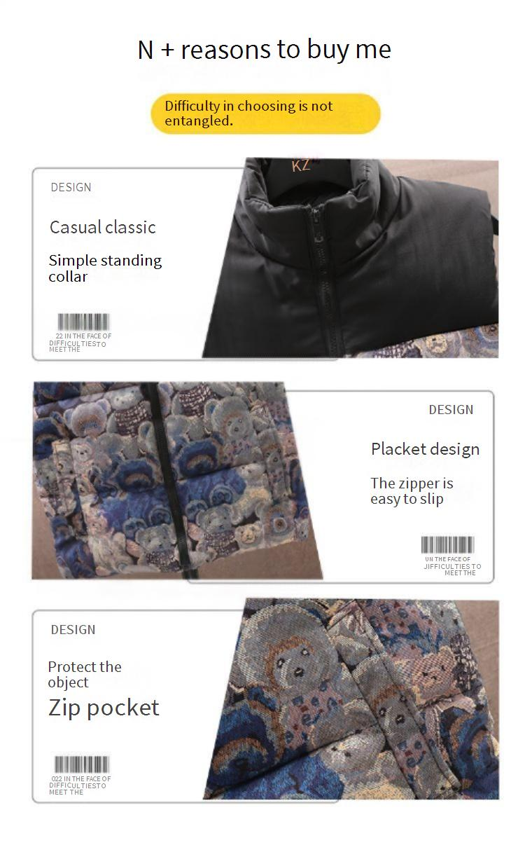Gençler ve Yetişkinler İçin Moda Kapitone Şişme Yelek - Çiçek ve Kare Desenli Büyük Boy Kışlık Kolsuz Ceket_voghion.com