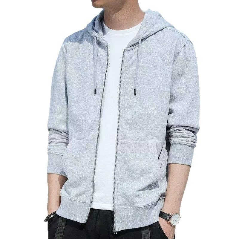 Unisex Fleece-Lined Hooded Zip-Up Sweatshirt - Oversized Winter Pullover For Couples & Students (M-3XL, Grey/Black)_voghion.com