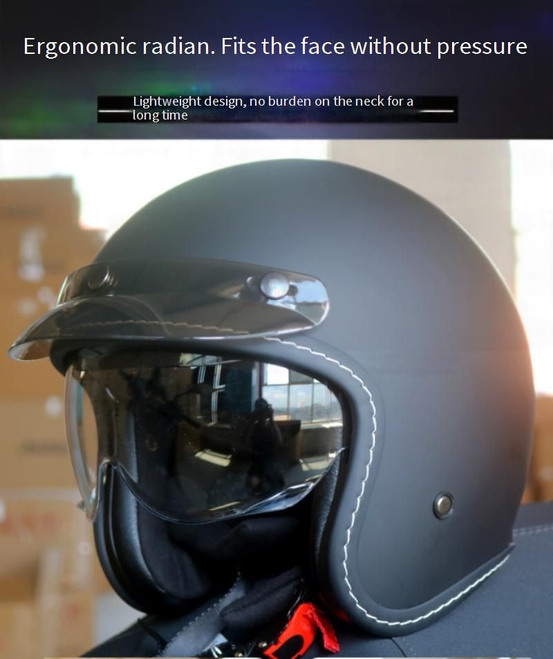 Motorrad-Halbhelm im Vintage-Stil mit Bluetooth-Gegensprechanlage und 3C-Zertifizierung – leichte ABS-Schale, verstellbare Passform für Männer und Frauen_voghion.com