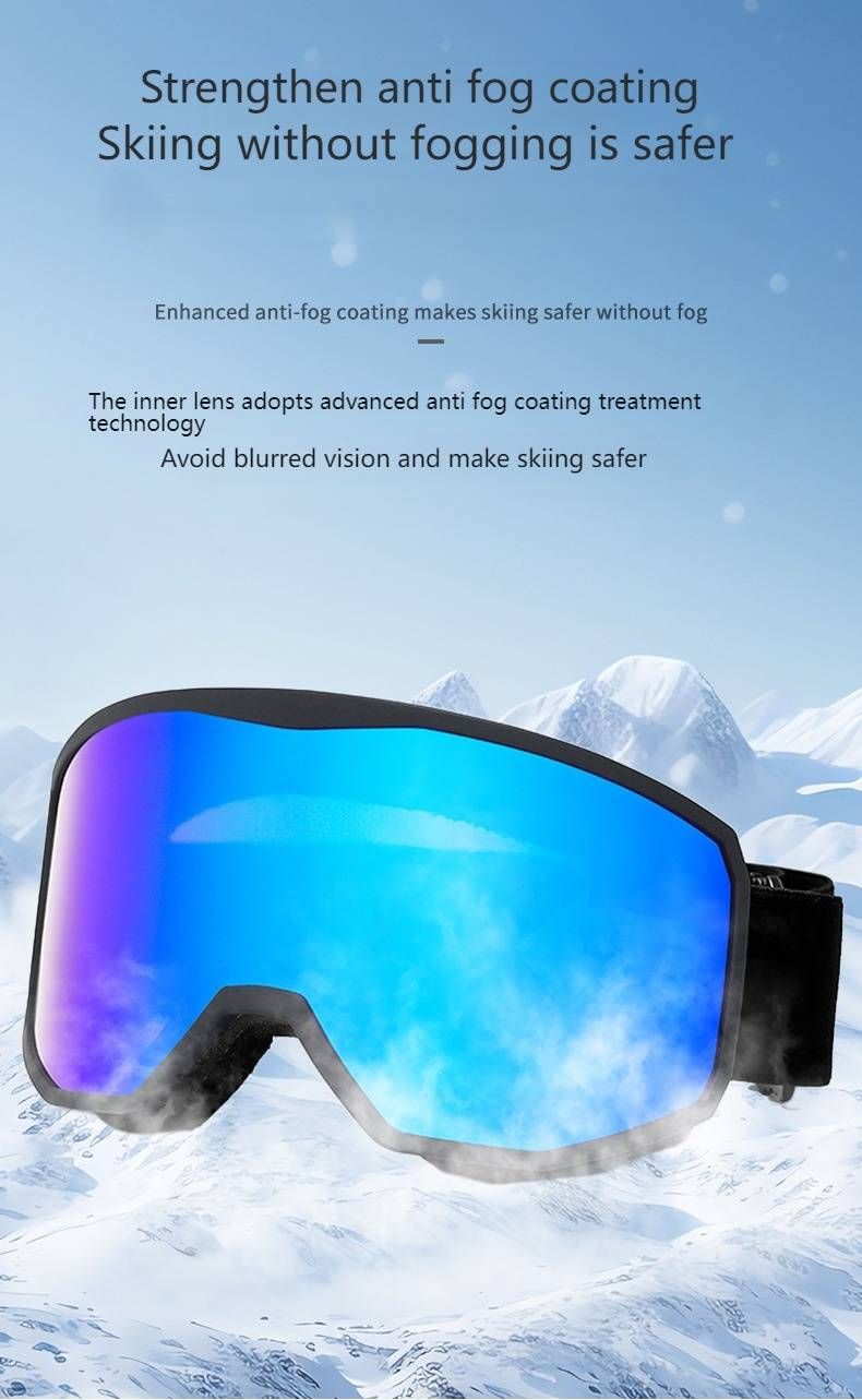 Lunettes de ski pour adultes, antibuée, protection UV, double verre, polarisées et coupe-vent, compatibles avec les lunettes (étui inclus)._voghion.com